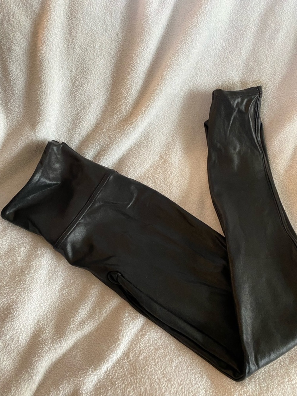 SPANX Size M Black Faux Leather High-Waist Leggings